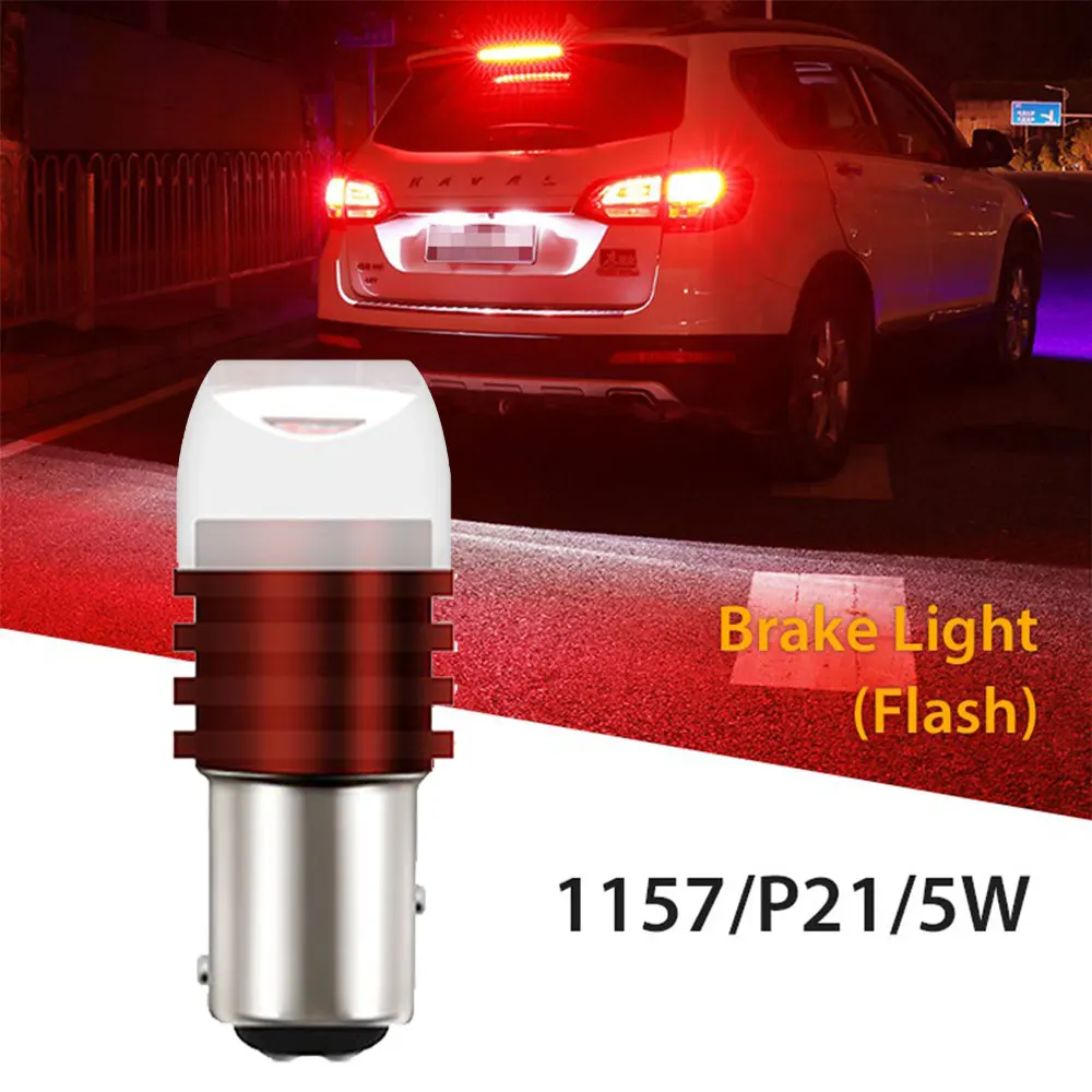 1pc Universal 1157 BAY15D Car Dome Led White Red Strobe Lamp 5630 3SMD Brake Reverse Turn Signal Tail Flashing Light 12V - купить по