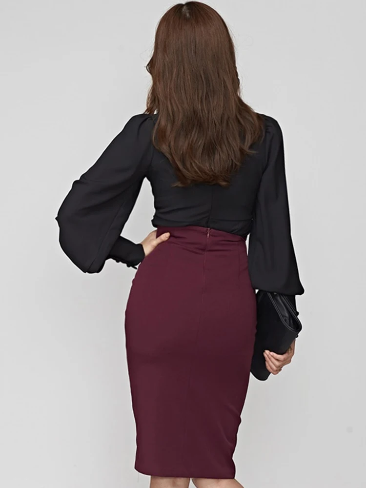 Женский элегантный костюм из двух предметов элегантная Соблазнительная черная