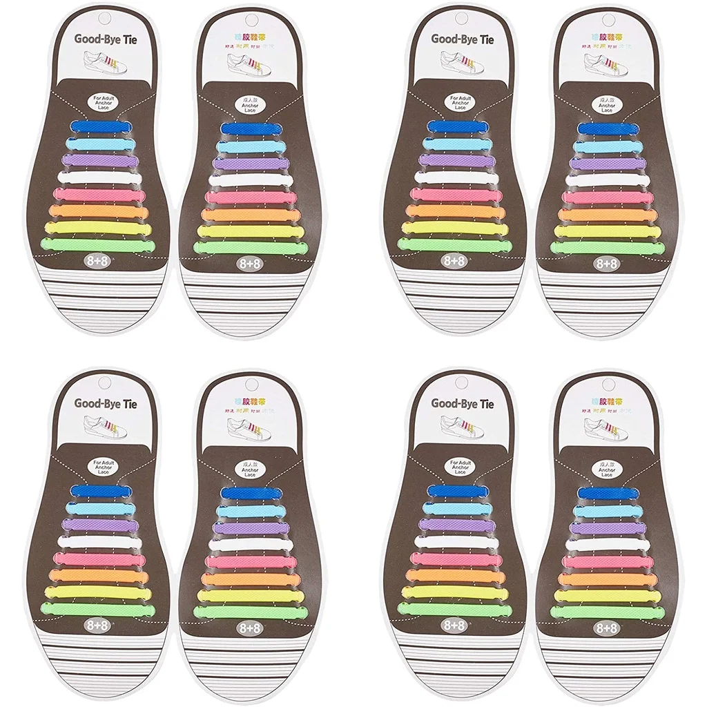 

4 Pairs No Tie Shoe Laces Tie-Free Laces Elastic Shoelaces Silicone Tieless Laces for Sneakers