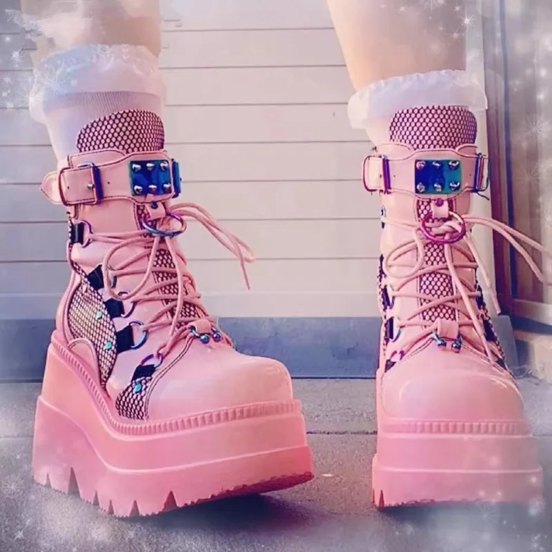 

Fashion New Women Motorcycle Boots Platform Boots High Heel Shose Ankle Boot Ladies Woman Black Shoes Cool Sexy Cosplay Zapato