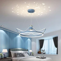 light luxury childrens room crown pendant lights new simple modern princess bedroom lamp ins atmosphere projection chandelier