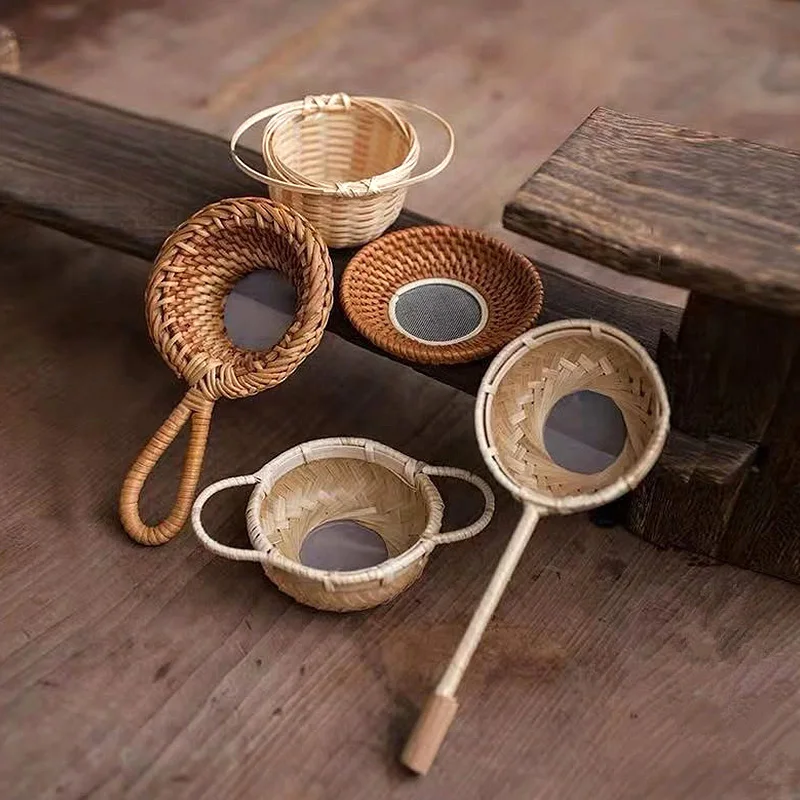 

Bamboo Tea Filter Rattan Tea Strainer Retro Creative Tea Dust Tea Ceremony Utensil Kung Fu Tea Set Tea Leaves Funnel Accessories