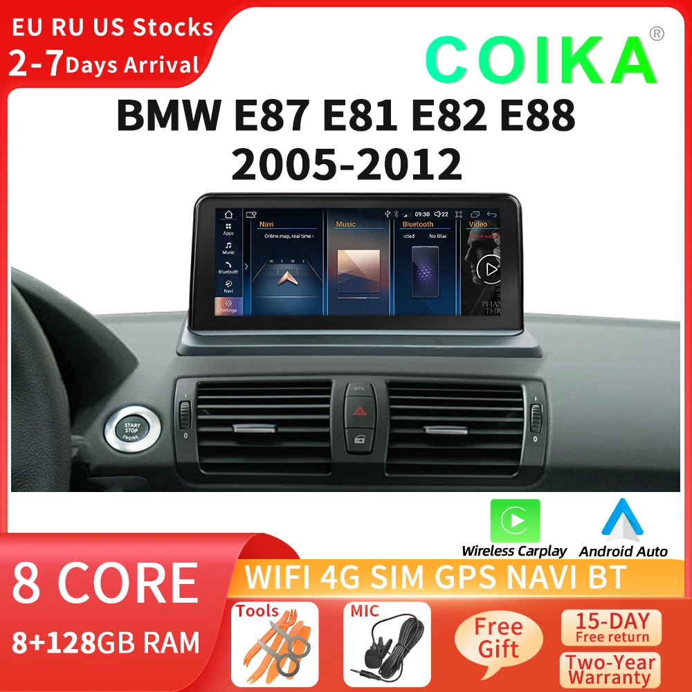 

COIKA Android 12 System Car Multimedia Player For BMW E81 E82 E87 E88 WIFI SIM Carplay BT IPS Touch Screen GPS Navi Stereo