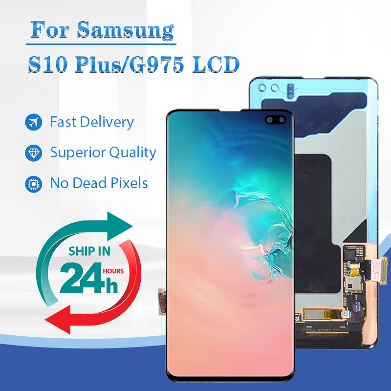 

New 6.4 Inch S10 Plus Display For Samsung Galaxy G975 Lcd Touch Panel Screen Digitizer G9750 G975F Assembly With Frame