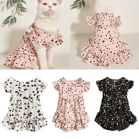 print pet clothes spring and summer dress harness dog shirt cat denim vest puppy outdoor walk chest strap dress