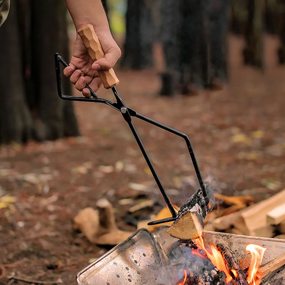 

ISE MOUNT Charcoal Tongs Clamp Spring Design Camping Bonfire BBQ Firewood Clip High Temperature Resistance for Barbecue Picnic