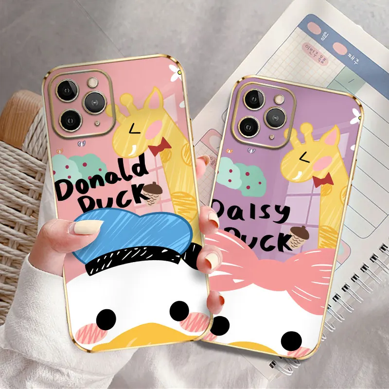 

Case Coque for iPhone 11 12 13 Pro Max X i13 6+ 8p SE3 iphone11 12pro 7+ Soft Glossy Donald Duck Daisy Cartoon Disney Phone