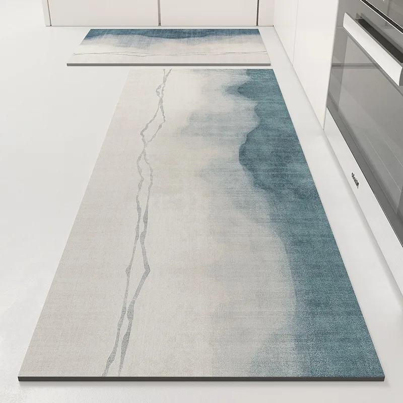 

Кухонный напольный коврик, антигрязный маслостойкий нескользящий ковер, водонепроницаемый кожаный коврик из ПВХ, украшение для дома, коврики для ног Alfombra De Cocina