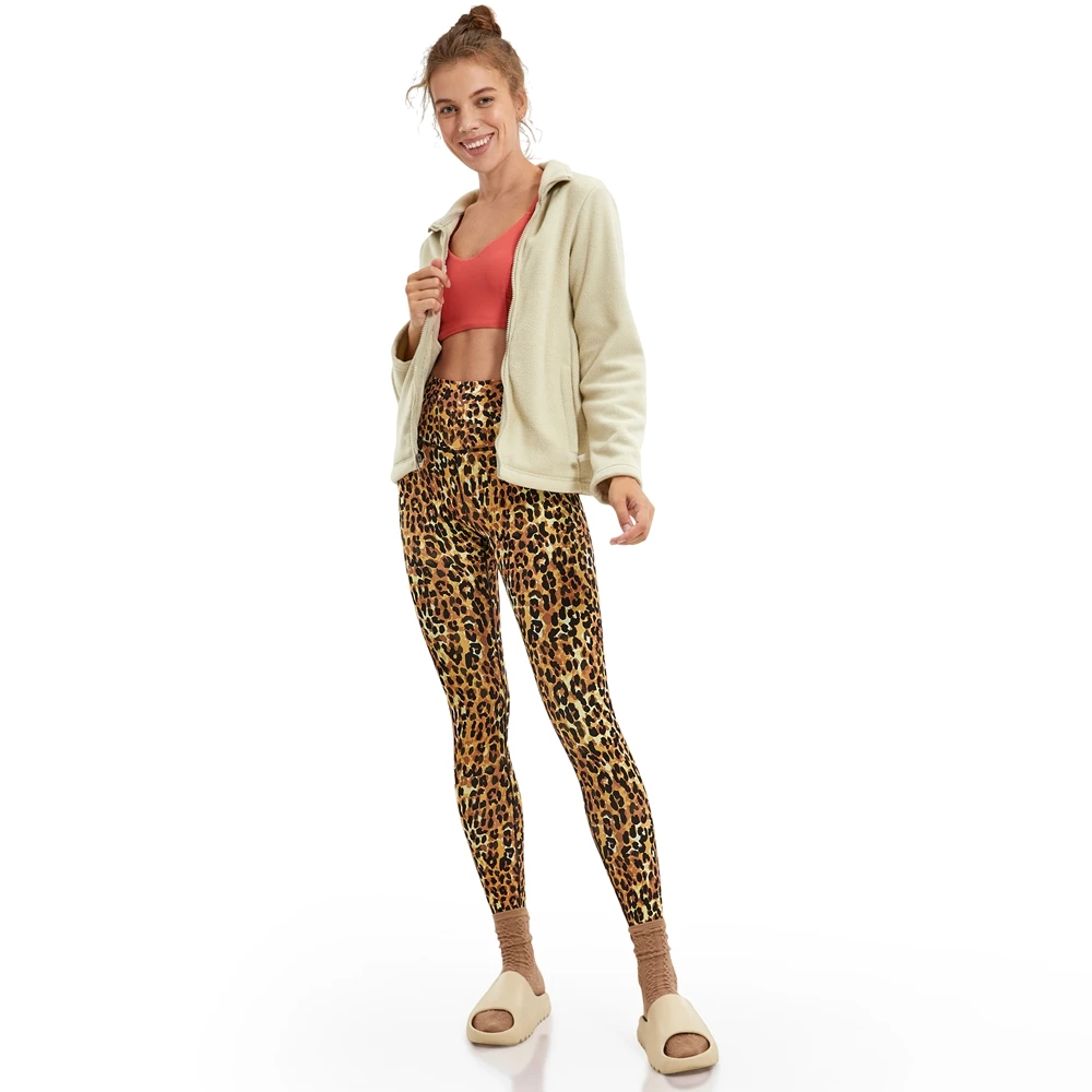 Yoga Leggings Workout High Waisted Halloween Mermaid Women Tummy Control Leopard Printed Yoga Pants 25 Inches Pants Elastic