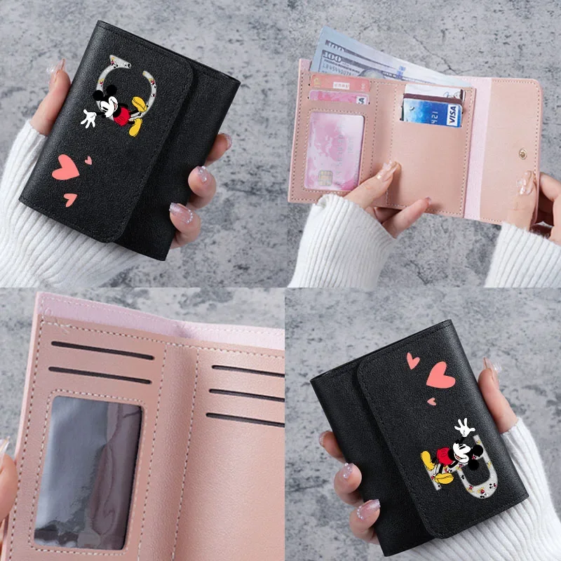 Женский кошелек на застежке с 26 буквами и Микки-Маусом