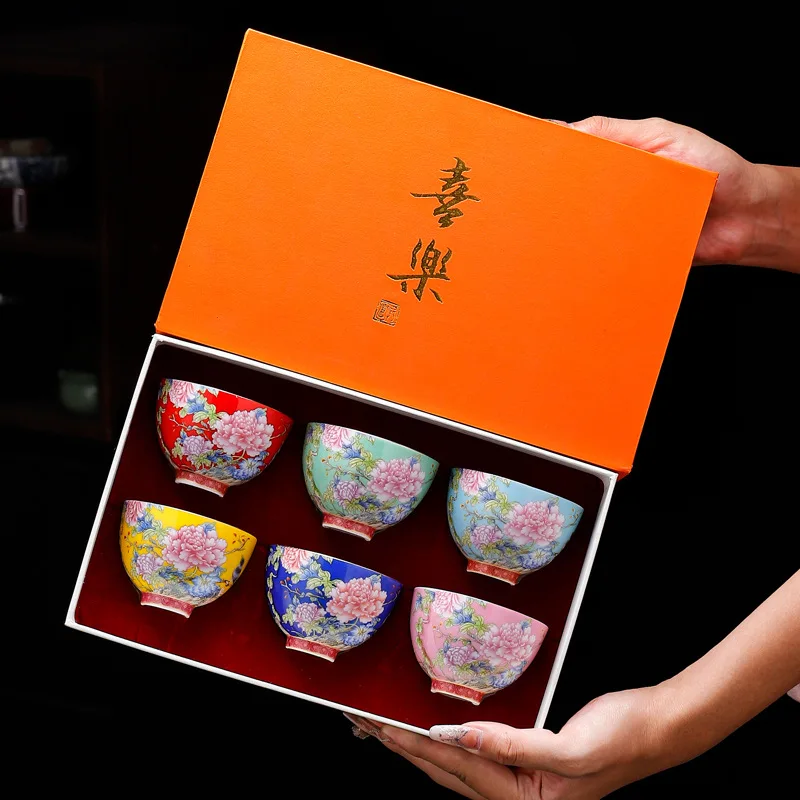 6 шт. китайский стиль цветы живопись чайные чашки керамический набор чайных чашек