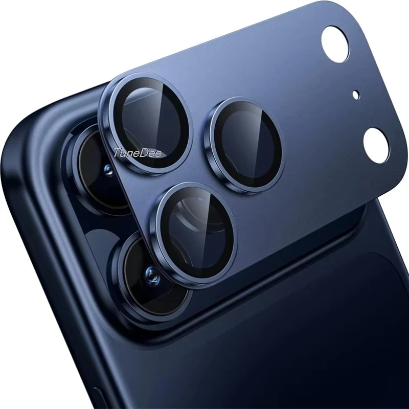 Фото Защитное стекло для камеры iPhone 17 Pro Max 17Air с сильной адсорбцией, металлическое, 9H+, из закаленного стекла, полная защита экрана камеры №1