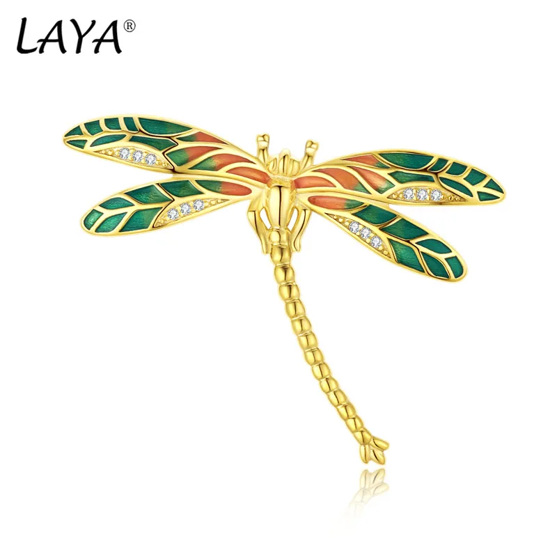 

LAYA 925 Sterling Silver Animal Unique Design Dragonfly Brooch For Women Handmade Colorful Enamel Banquet Luxury Fine Jewelry