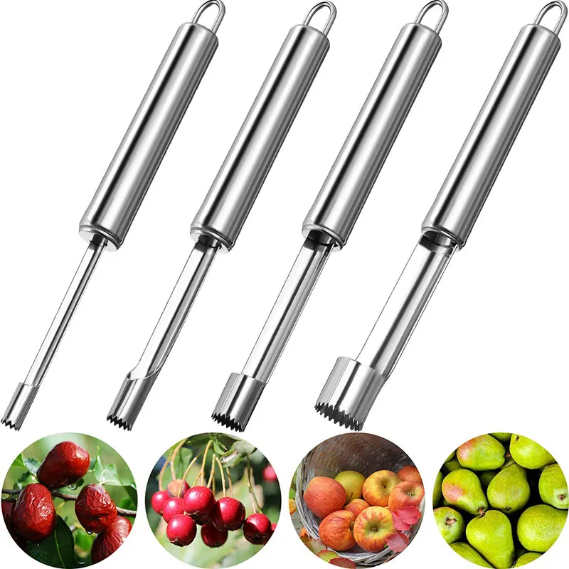

4pcs Stainless Steel Fruit Corer Red Dates Apple Pear Corer Fruit Seed Core Remover Slicer Knife Fruit Vegetable Cutting Tools