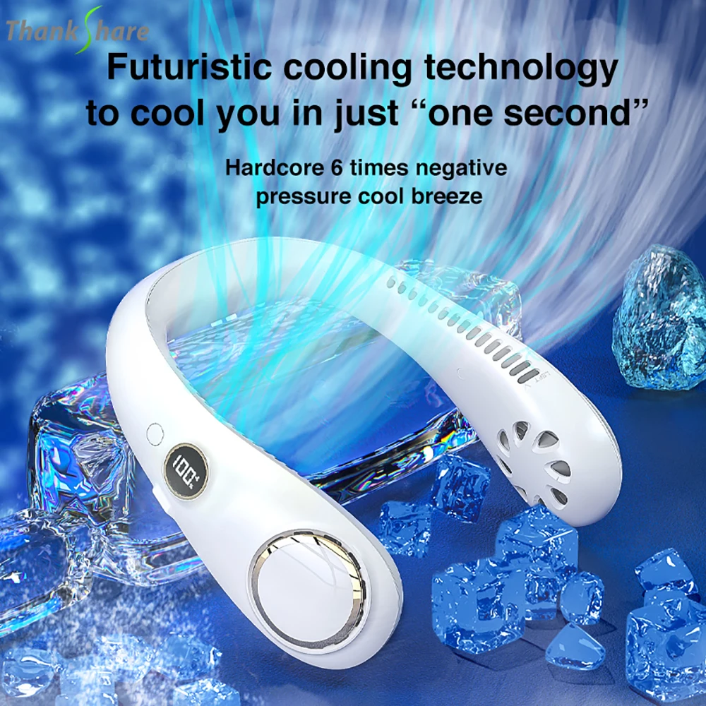 Вентилятор на шее портативный мини-беслопостный перезаряжаемый висячий спортивный вентилятор-кондиционер 4800 мАч для дома и улицы
