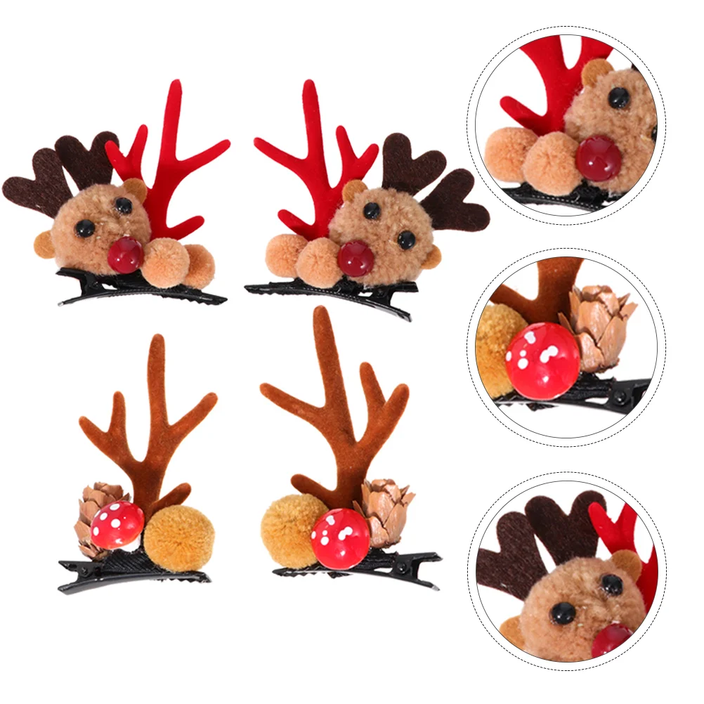 

2 Pairs Christmas Antler Hair Clip Baby Clips Kids Little Princess Hairpin Clamp Antlers Barrettes