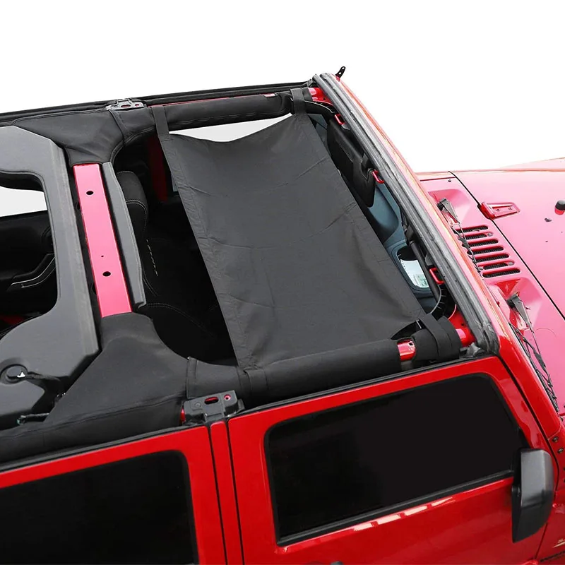 

Car Roof Hammock Sun Shade for Jeep Wrangler Unlimited Accessories 1987-2020 YJ, TJ, LJ, JK, JKU, JL, JLU,Black & Red Decoration