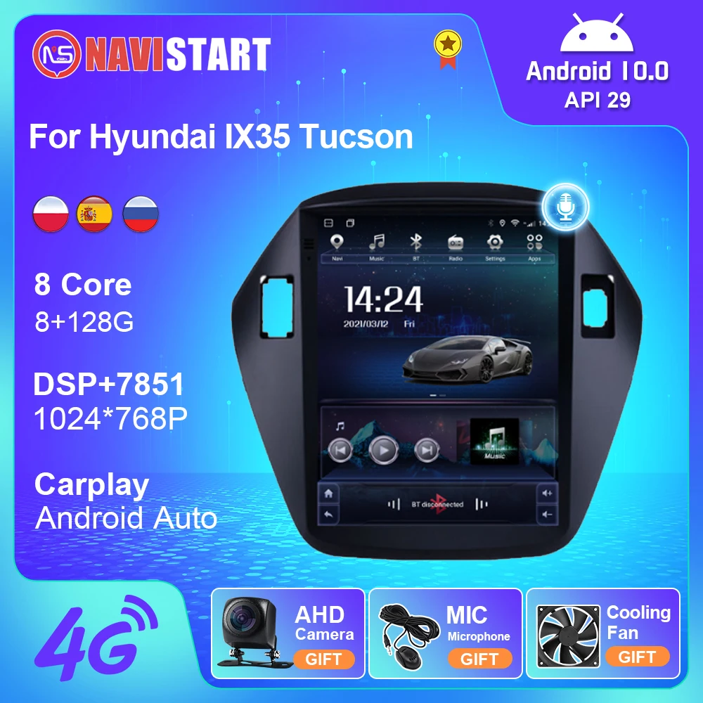 

Android 10 Car Radio for Hyundai IX35 Tucson 2010-2015 Car Multimedia Tesla Vetical Screen Audio Navigation GPS Stereo Autoradio