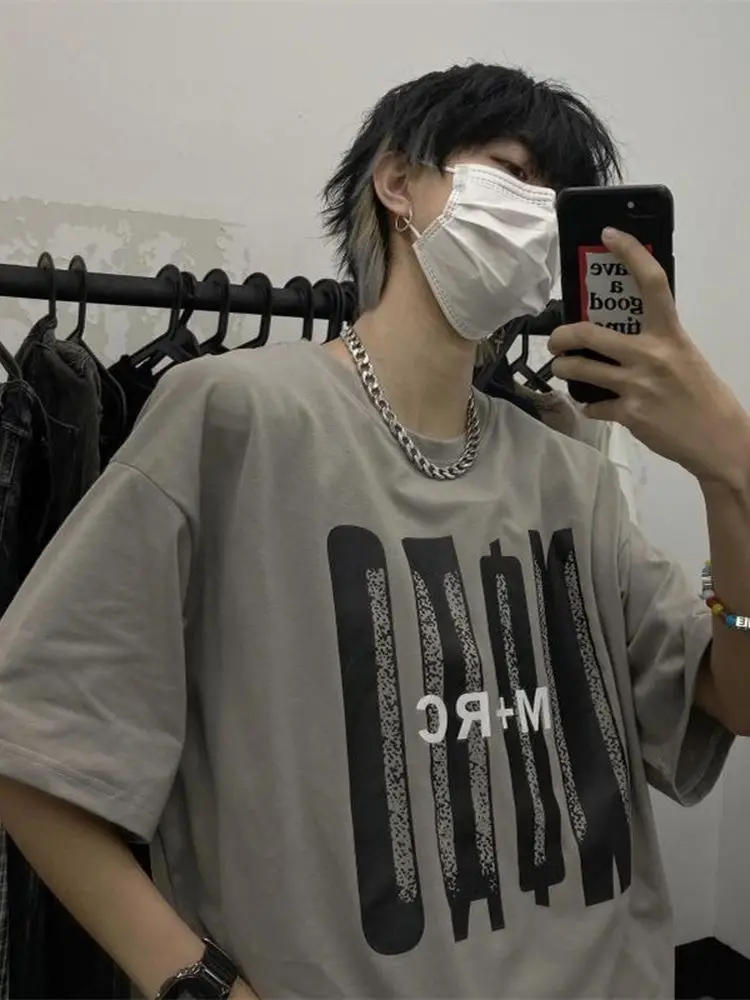 

Letter printed T-shirt men women oversized short-sleeved tops 2022 summer Korean fashion vintage casual loose o-neck t-shirts