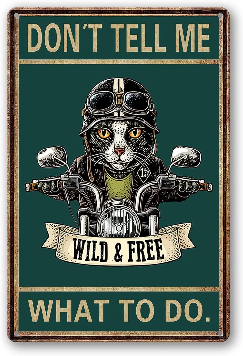 

Don’t Tell Me What To Do Sign Metal Tin Signs, Vintage Black Cat Riding Motorcycle Wild Decoration Cat Lover Gift