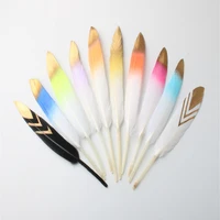 wholesale 20pcslot high quality gold goose feathers for crafts 10 15cm4 6inches diy craft jewelry wedding accessories plume