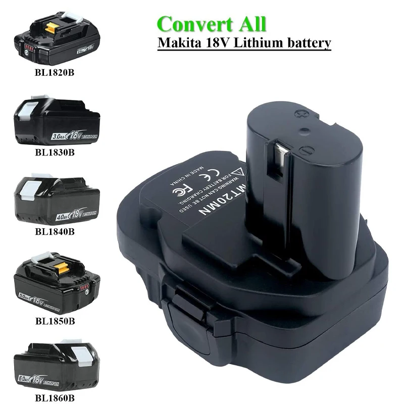 

Адаптер преобразователя батареи MT20MN MT20RNL для литиевых аккумуляторов Makita 18В, преобразователь для никель-кадмиевых и никель-металлогидридны...