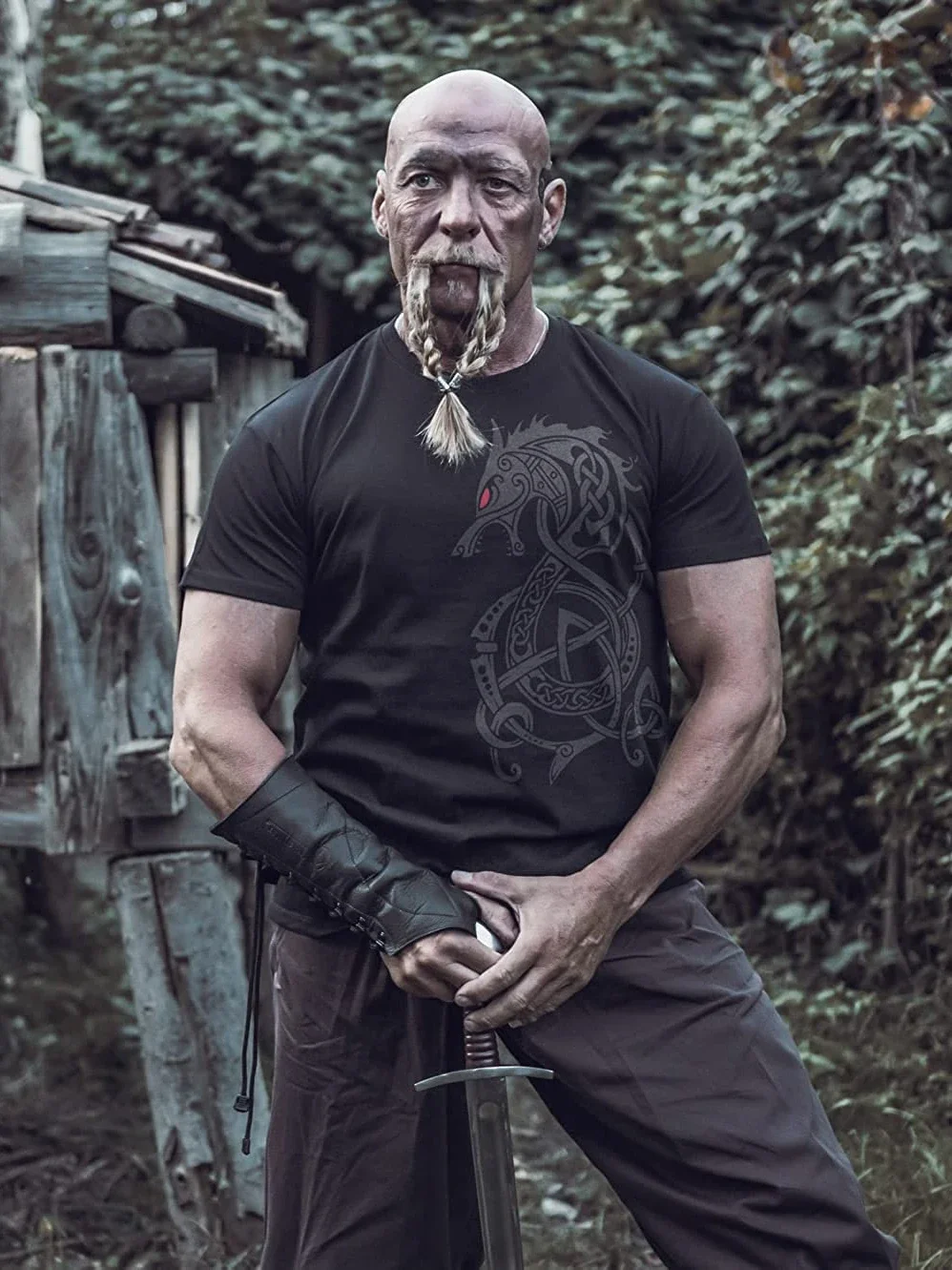 Фото Футболка Norse God Odin Fenrir Wolf Rune Nordic Warrior, 100% хлопок, с круглым вырезом и коротким рукавом, летняя повседневная мужская футболка, уличная одежда №5