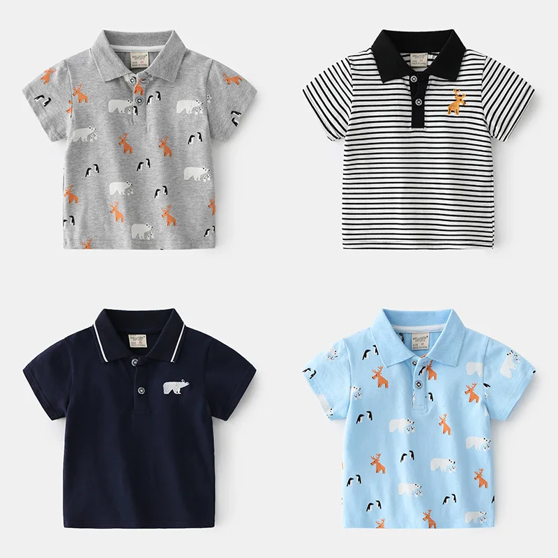 

Summer Children Tops Clothes Boys Girls Cotton Short Sleeve T Shirt Animal Pattern Kids Clothing
