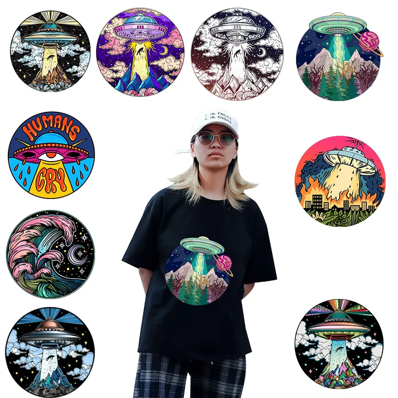 

Alien UFO Heat Transfer Patch Transfers For Clothing Space Patches For Clothes Transfer Clothes Iron-on T-shirt Stickers
