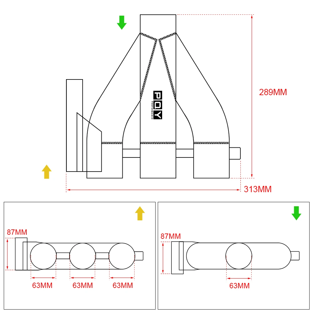 Новый 2 5 &quot63 мм/3 0&quot 76 мм 3 выхода электрическая выхлопная труба водосточная