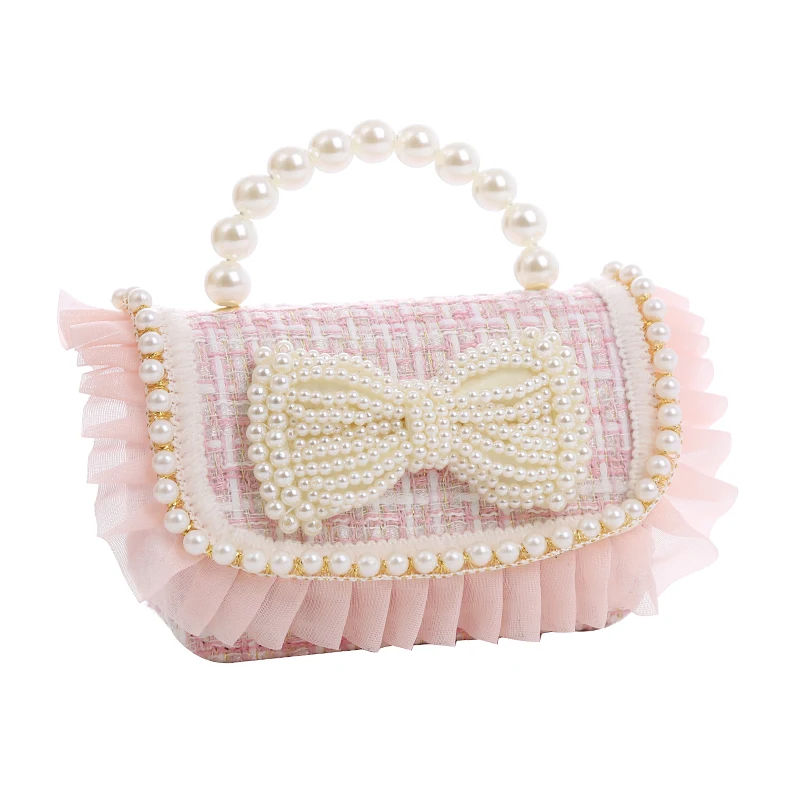 2023 New Girls Princess Crossbody Bag Cute Kids Lace Coin Wallet Pouch Kawaii Baby Bowknot Clutch Purse Bag Gift