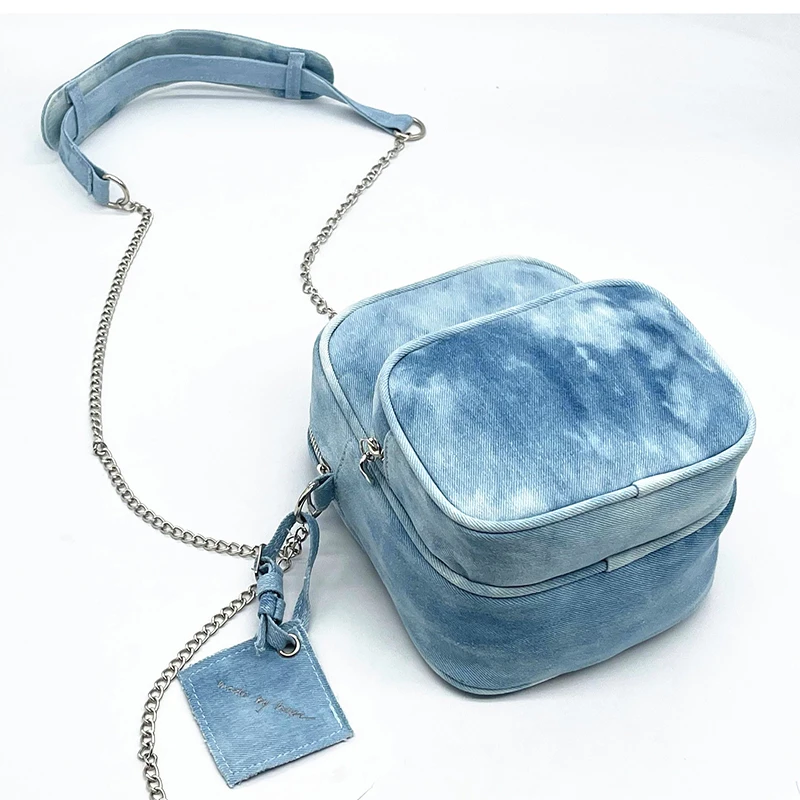 Tie-dye Denim Jeans Bags Cool Girl Totes 2023 Fashion Trend Denim Messenger Bags Women's Mini Shoulder Bag Kpop Star merch Bag