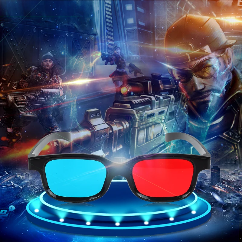 

Универсальные 3d-очки, черная оправа, красные, синие 3d-очки для фильмов, игр, DVD, ТВ, крутые, унисекс