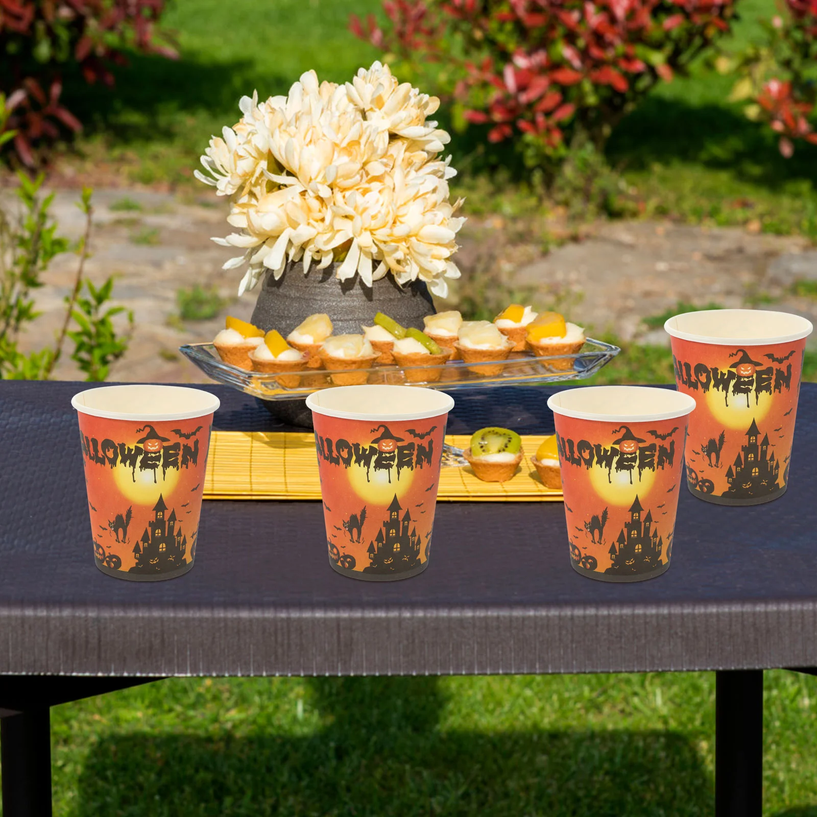 

24 Pcs Cup Halloween Tableware Kit Party Supplies Paper Disposable Camping Cups Multi-use