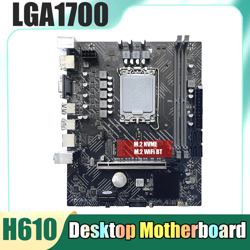 

H610 Motherboard LGA1700 DDR4 PCIE 16X Gigabit LAN Support 2X32GB For G6900 G7400 I3 12100 I5 12500 12Th CPU