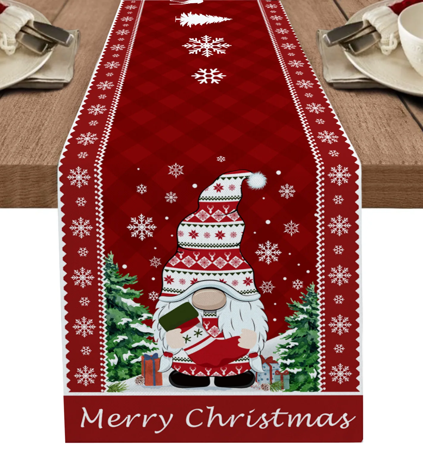 

Gnome Рождественская скатерть в полоску со снежинками для обеденного стола домашний Свадебный Роскошный декор кухонная скатерть