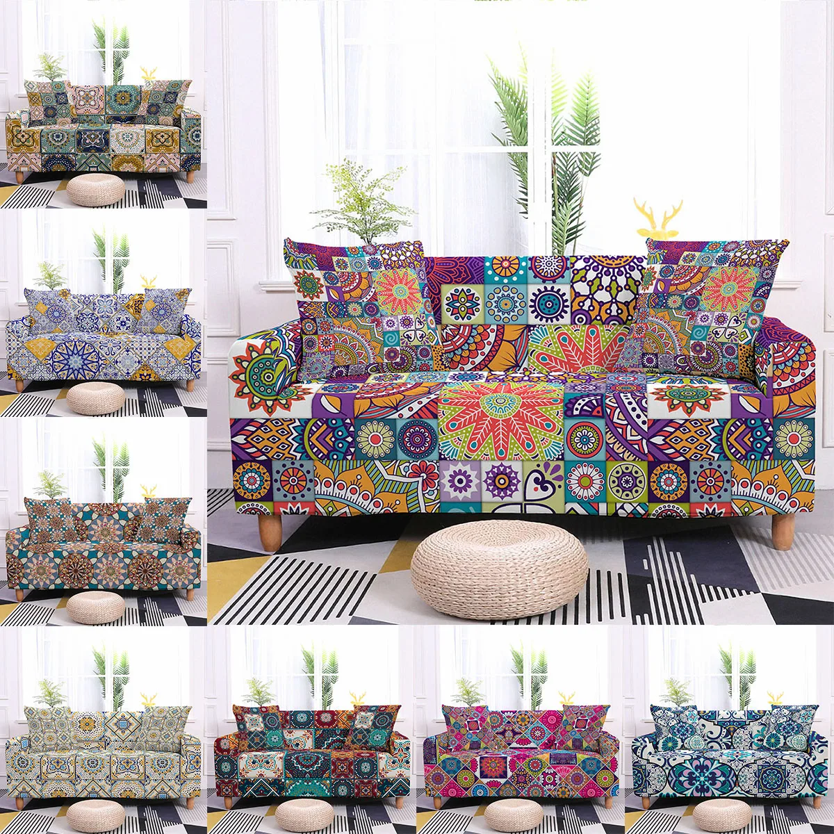 

Bohemia Sofa Cover 3D Mandala Couch Cover For Living Room Stretch Sofa Slipcover 1/2/3/4 Seater L Shape Corner Sofa Cover