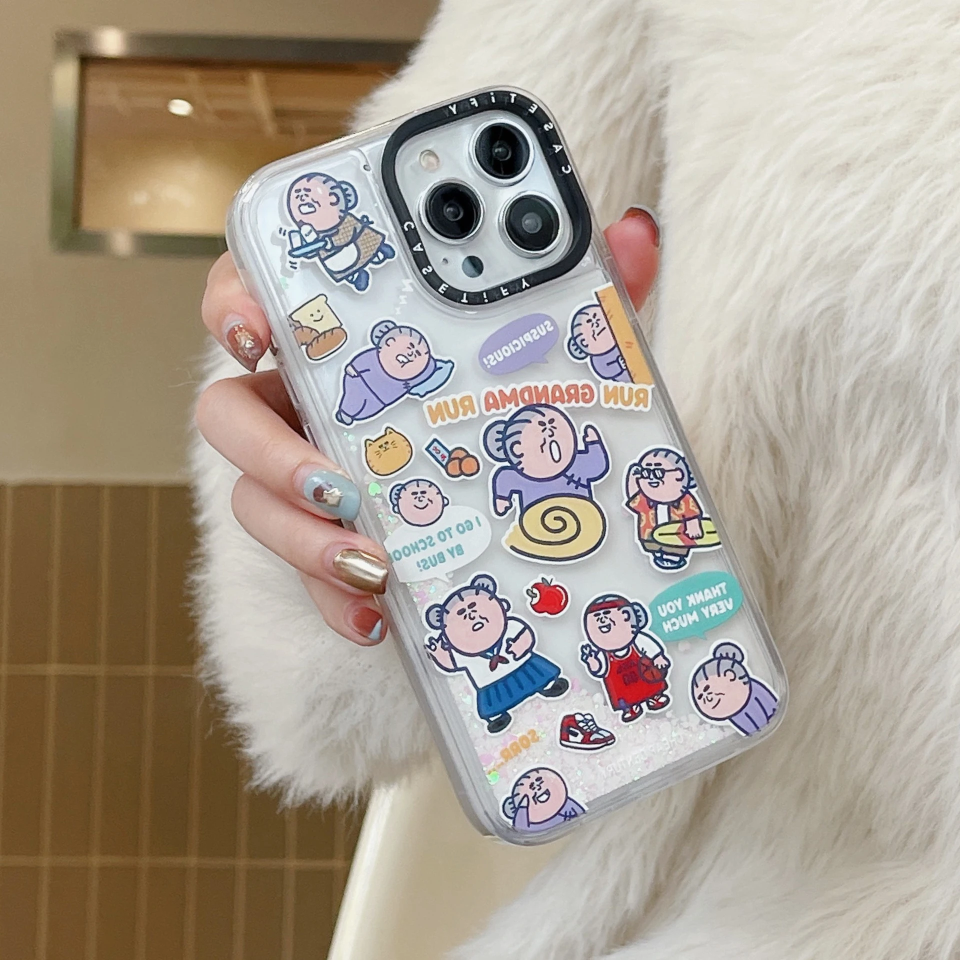 

Для iPhone12 ProMax13 ProMax14 ProMax Волшебная бабушка и Скраффи дядюшка зыбучий песок 2-в-1 материал ТПУ плюс пк дропшиппинг телефон