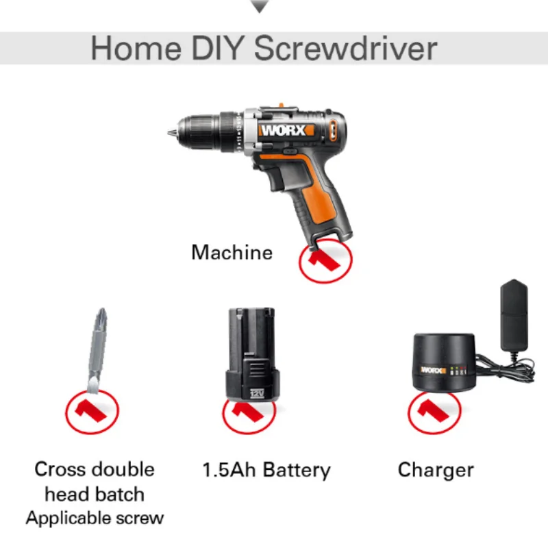 Миниатюрная электрическая дрель Xiaomi Worx 12 В wx129 4 беспроводной шуруповерт ручная