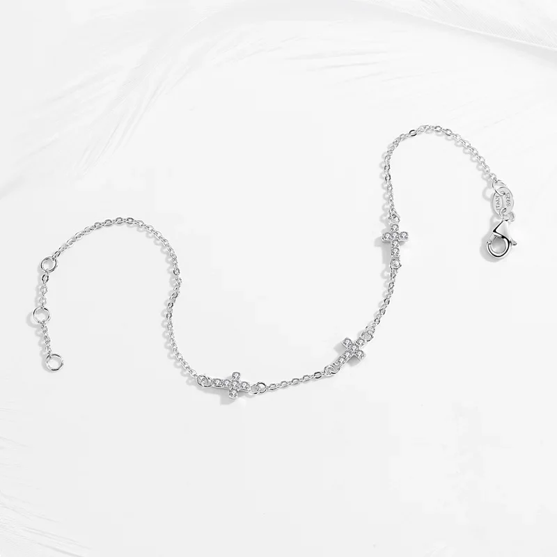 TONGZHE Роскошный браслет с крестом для женщин стерлинговое серебро 925 пробы