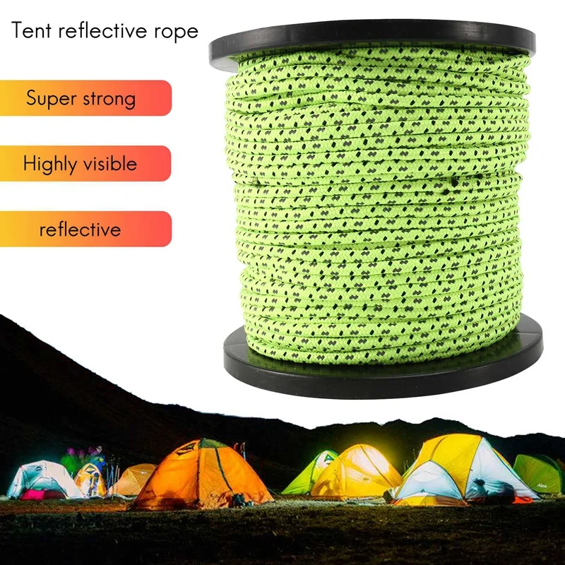 4Mm 50M/16.4Ft Glow In The Dark Luminous Reflective Tent Rope Guy Line Camping Cord images - 6