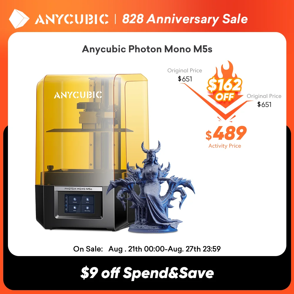 

ANYCUBIC Photon Mono M5s 12K Resin 3D Printer 10.1 Inch UV LCD 3D Printer Leveling-Free 3X Faster High-Speed Smart 3D Printing