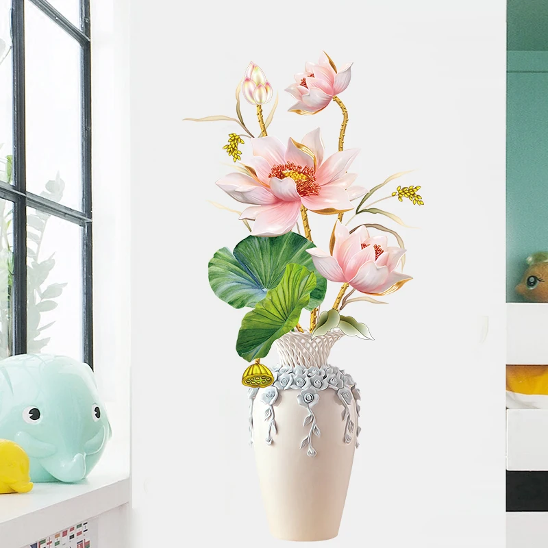 61*125 см Цветочная Наклейка на стену крышка вазы двери холодильника Наклейки для