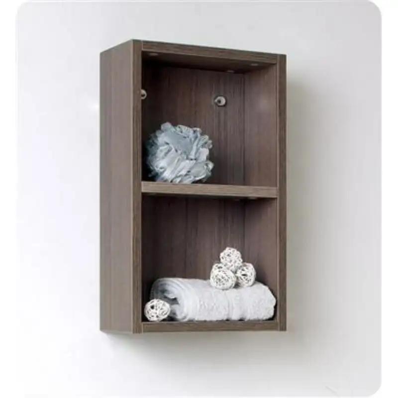 

Oak Bathroom Linen Side Cabinet w/ 2 Open Storage Areas