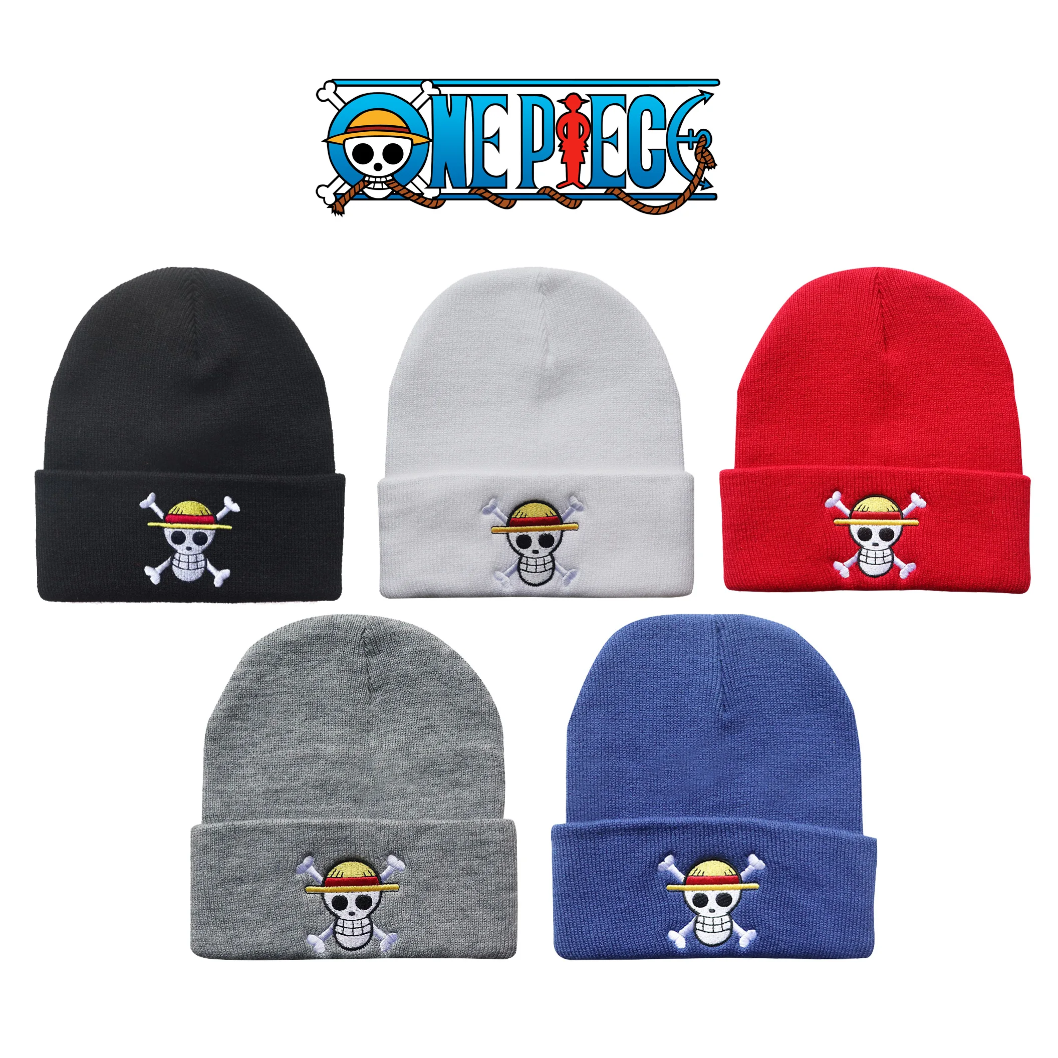 

Аниме цельный пиратский флаг Соломенная Шапка женская осенне-зимняя теплая шапка для косплея вышитые шапки для мужчин вязаный берет унисек...