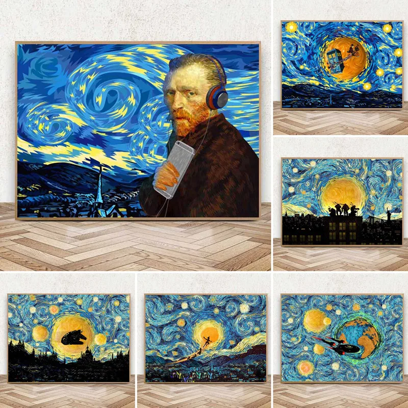 

Disney Canvas Painting Van Gogh Starry Night Art Poster Printing Children's Room Life Home Decoration Wall Art Picture Gift