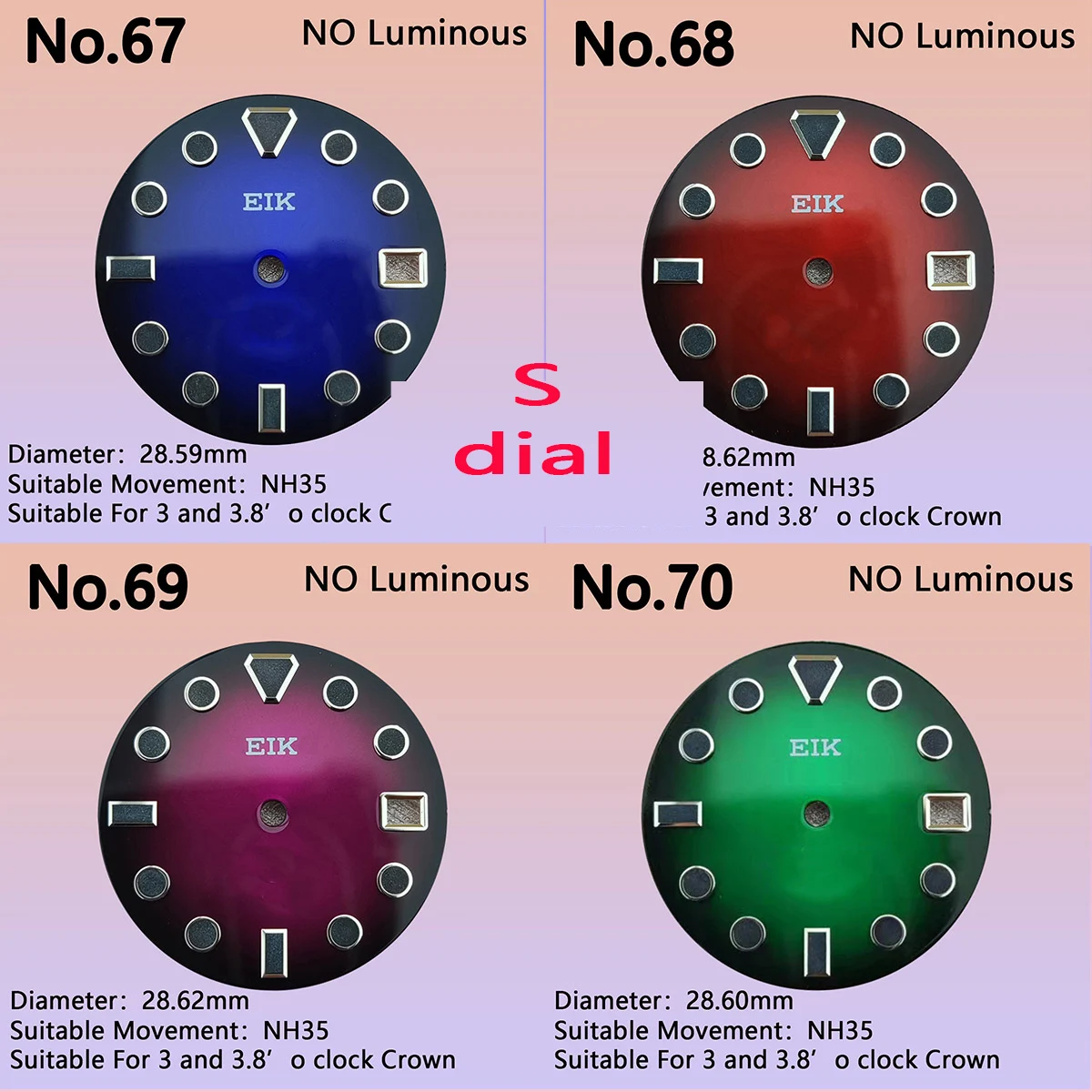 

NH35 Dial NH36 S Watch 28.5mm/29mm Various Colors C3 Super Luminous Fit NH35 NH36 Movement Modified Watch Literal Abalone Seiko