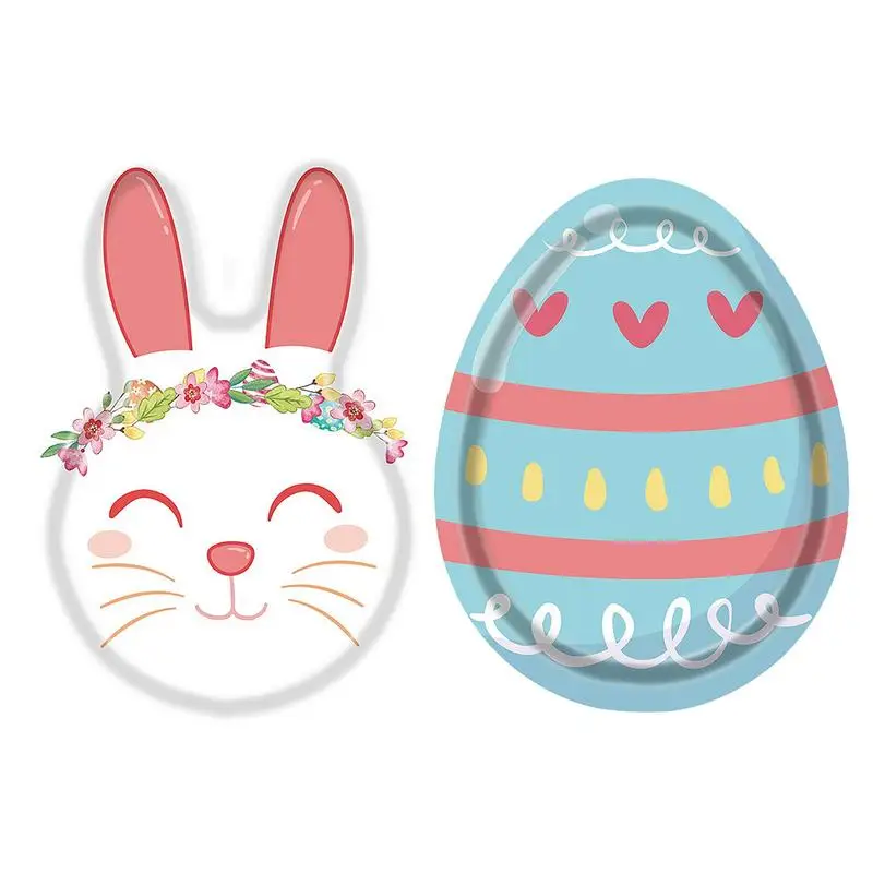 

Easter Party Plates 6pcs Rabbit Paper Plates Eggs Pattern Design Party Paper Tableware For Easter Picnic Party Supplies
