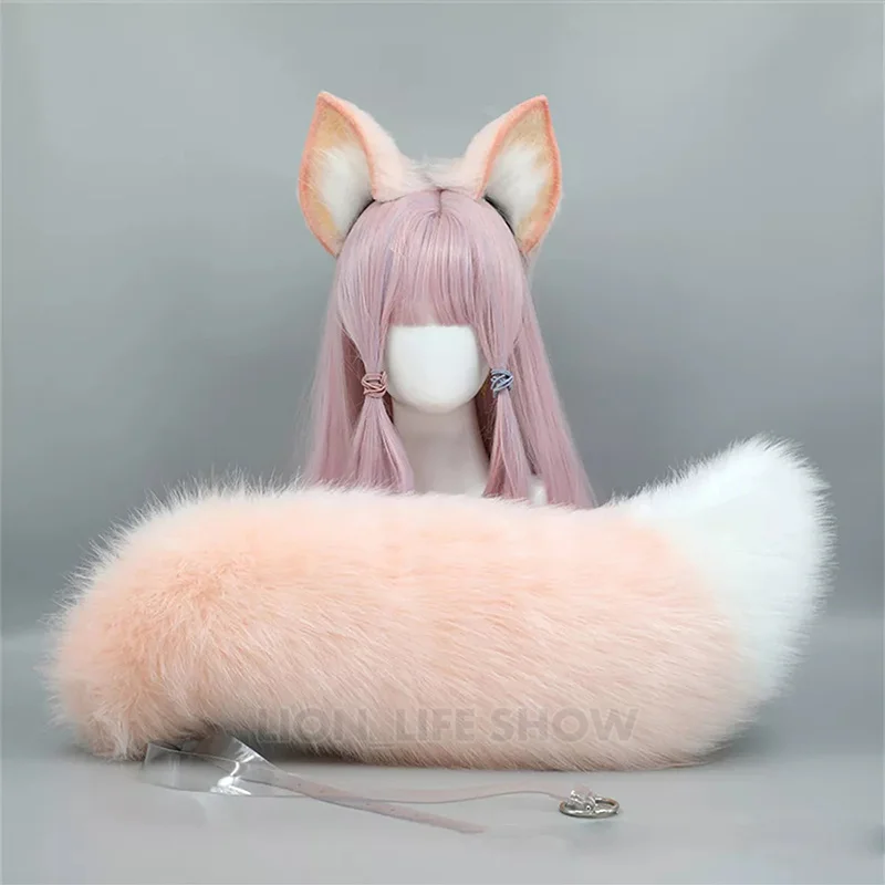 Linabell Cosplay Wolf Fox Tail Handmade Lingna Belle's Cosplay Ears Hairhoop Tail Costume Prop Accessories