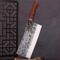 longquan kitchen knife copper dragon decor handmade forged 8 5 inch cleaver slicing chinese chef knife for cutting vegetables